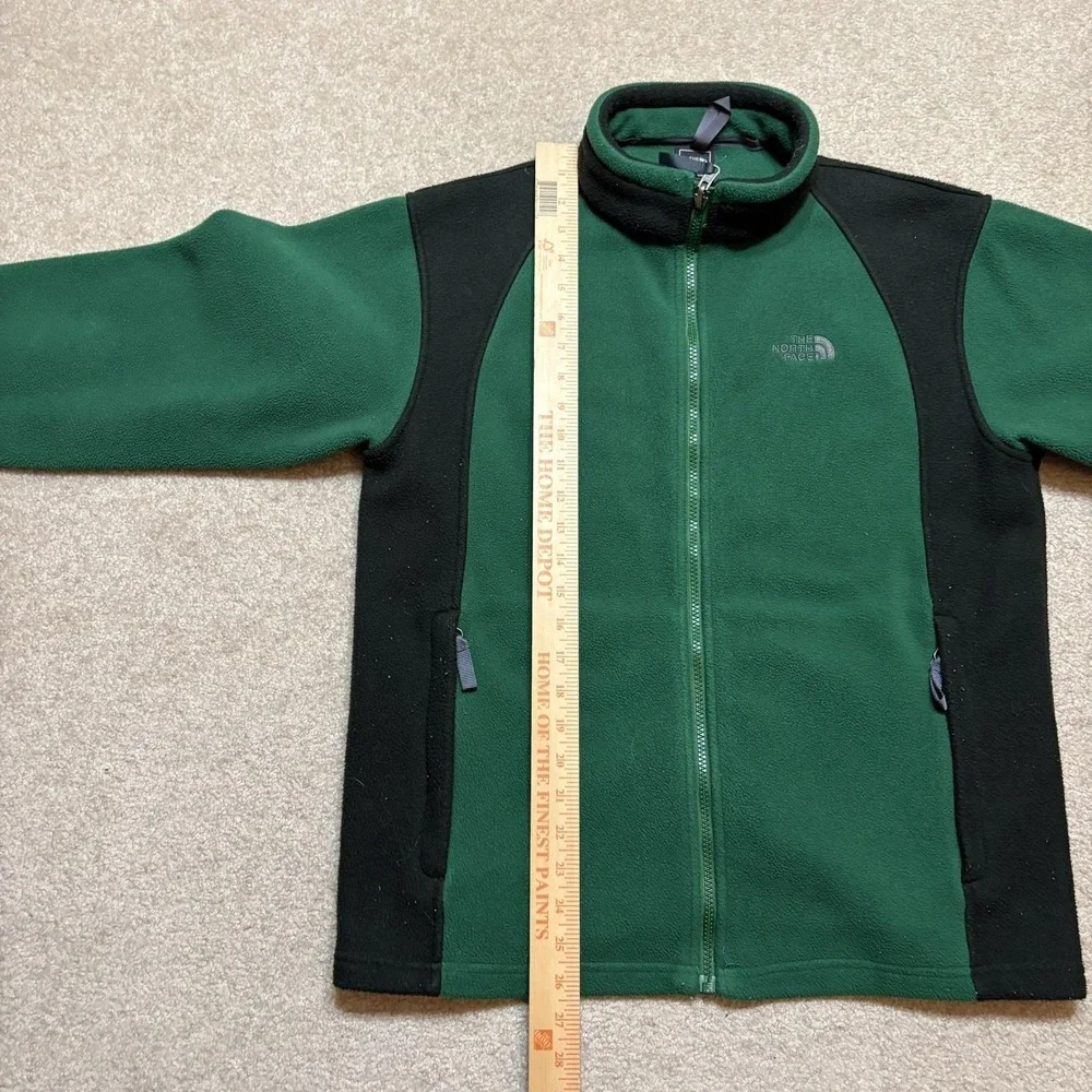 The North Face Jacket Boys XL Green‎ Black Fleece Full Zip Pockets Outdoor